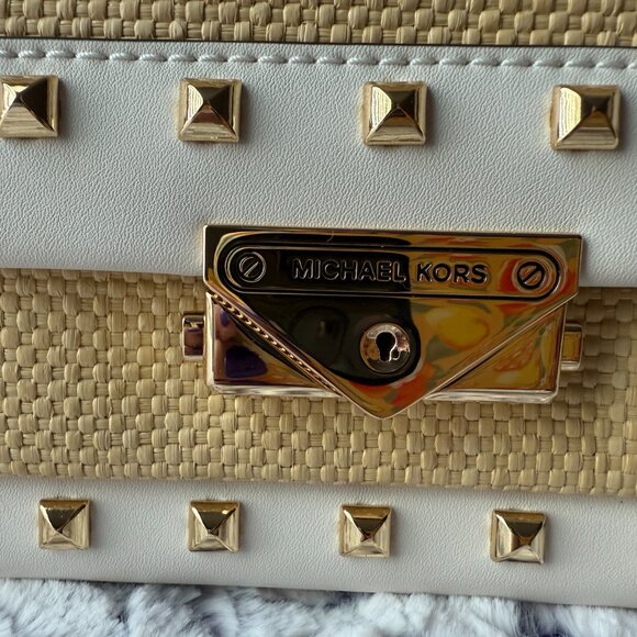 Michael Kors Cece Medium Straw and Studded Shoulder Bag - NWOT - Picture 3 of 15